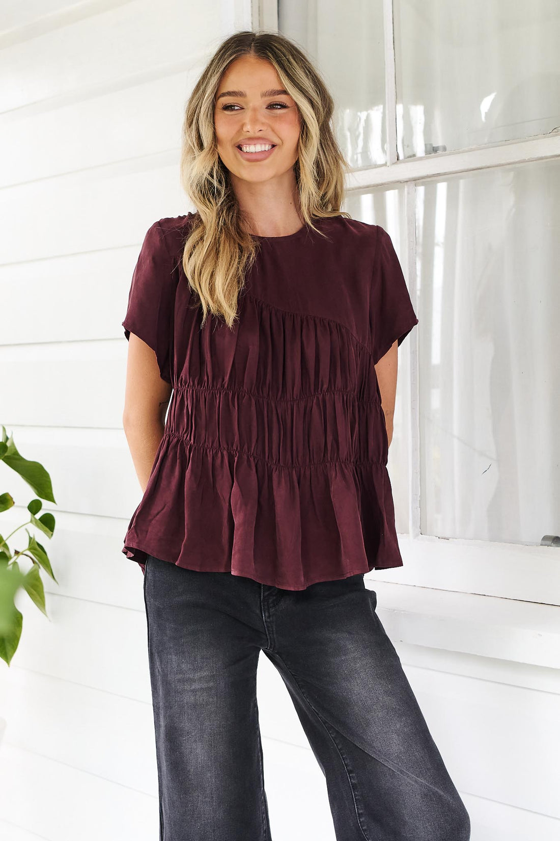 Evren Cupro Top - Plum