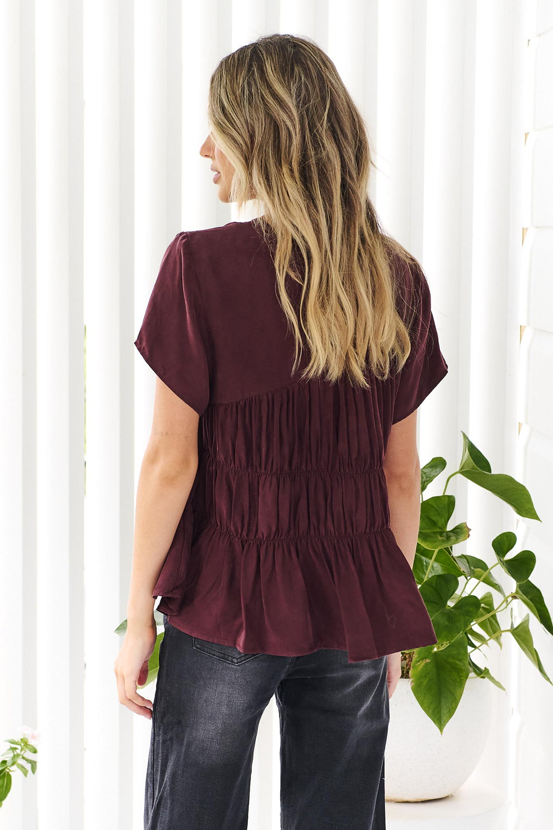 Evren Cupro Top - Plum