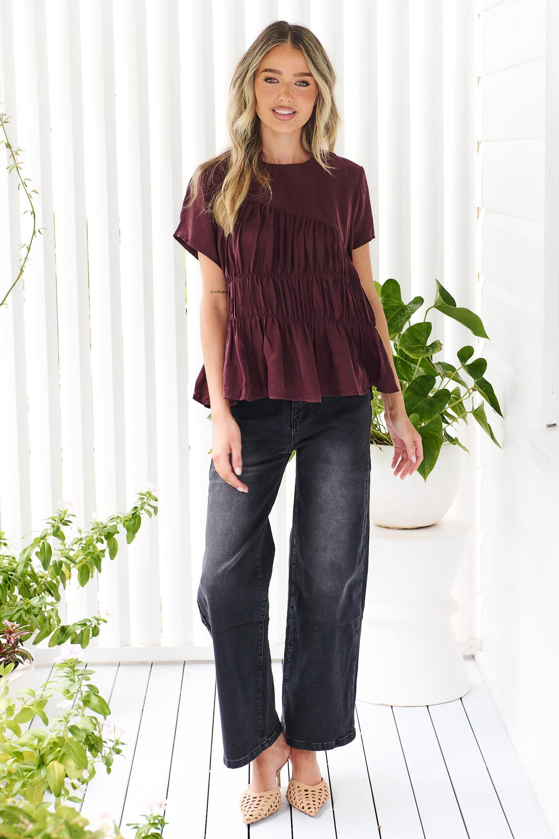 Evren Cupro Top - Plum