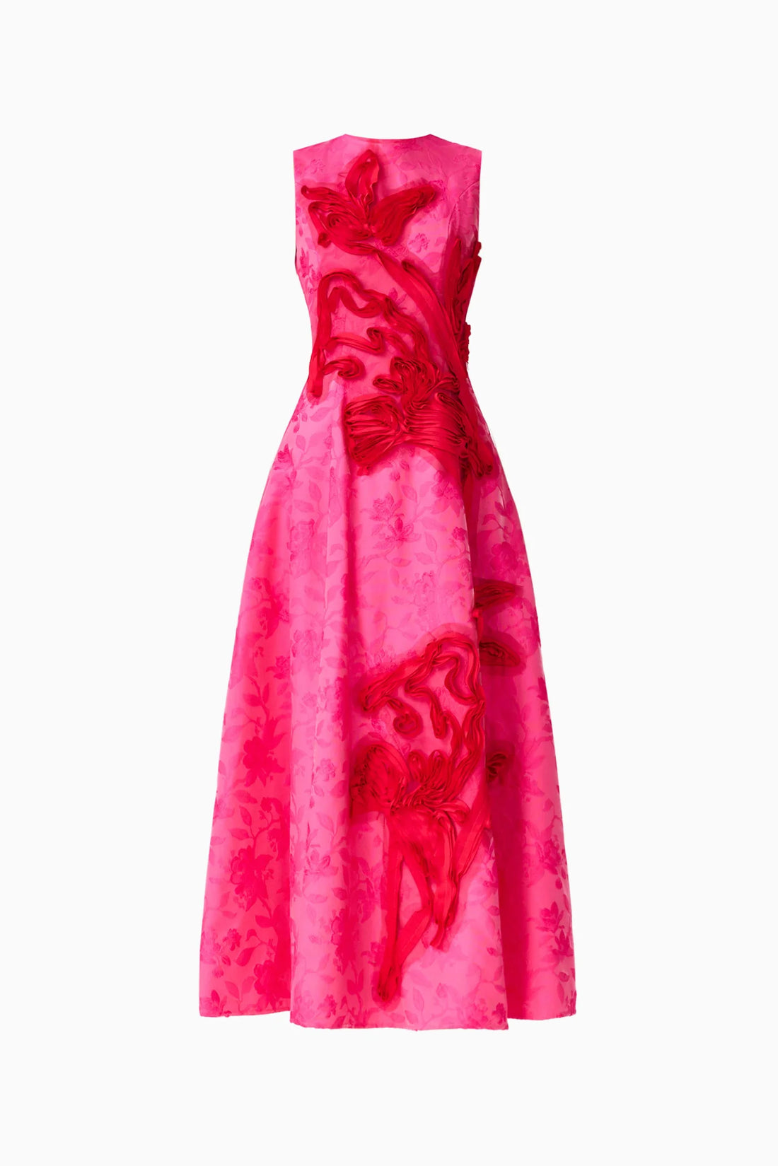 ELLIATT sleeveless Textured Jacquard Maxi Dress in Pink and Red