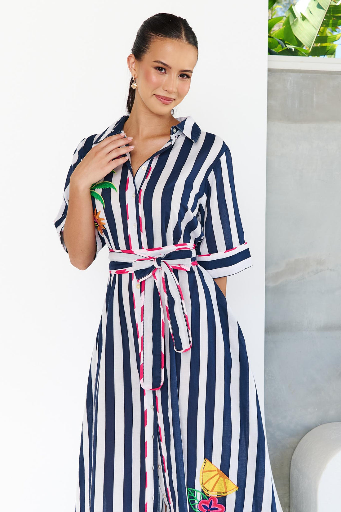 Francesca Dress - Navy Stripe
