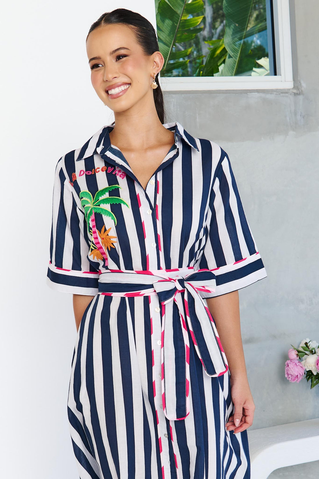Francesca Dress - Navy Stripe