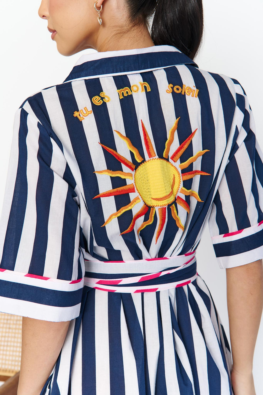 Francesca Dress - Navy Stripe