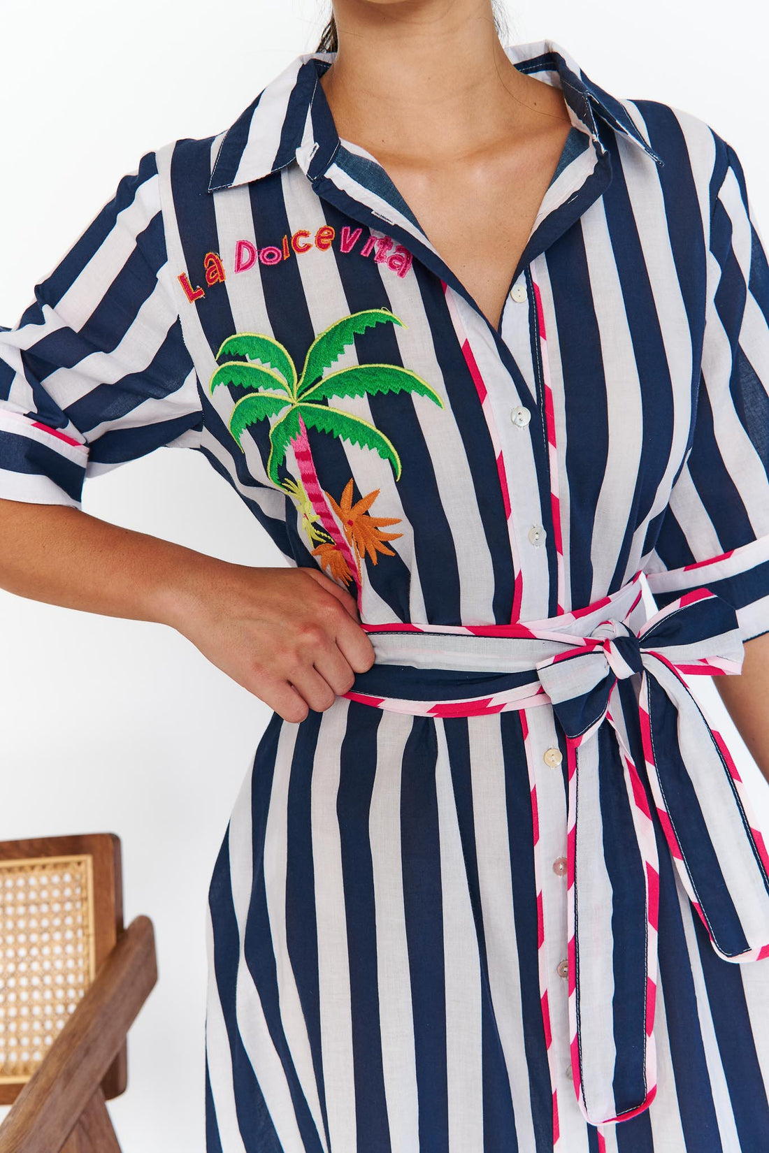 Francesca Dress - Navy Stripe