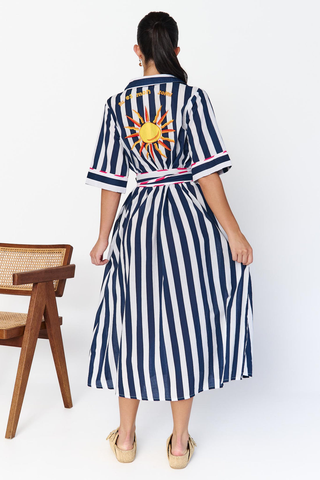 Francesca Dress - Navy Stripe
