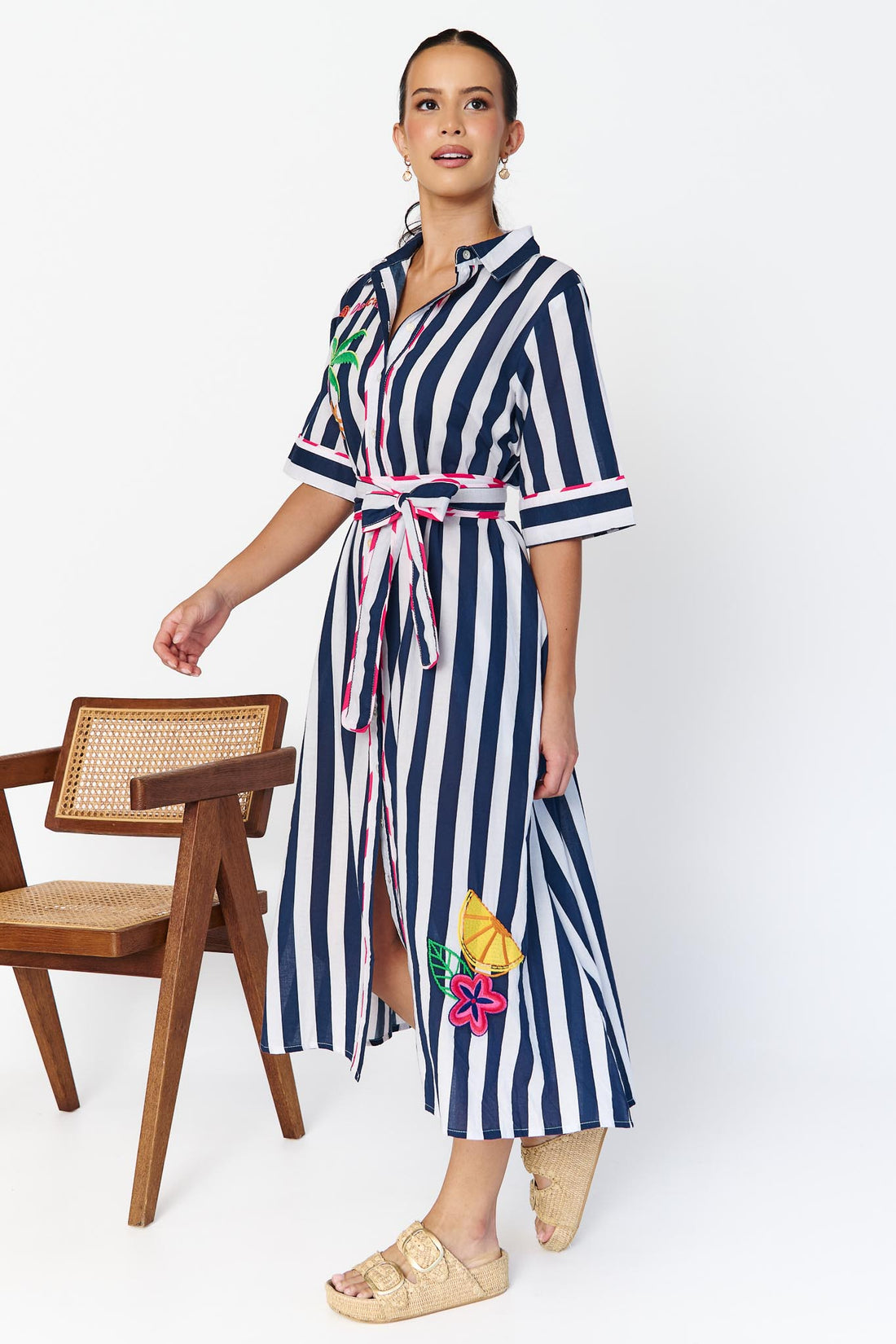 Francesca Dress - Navy Stripe