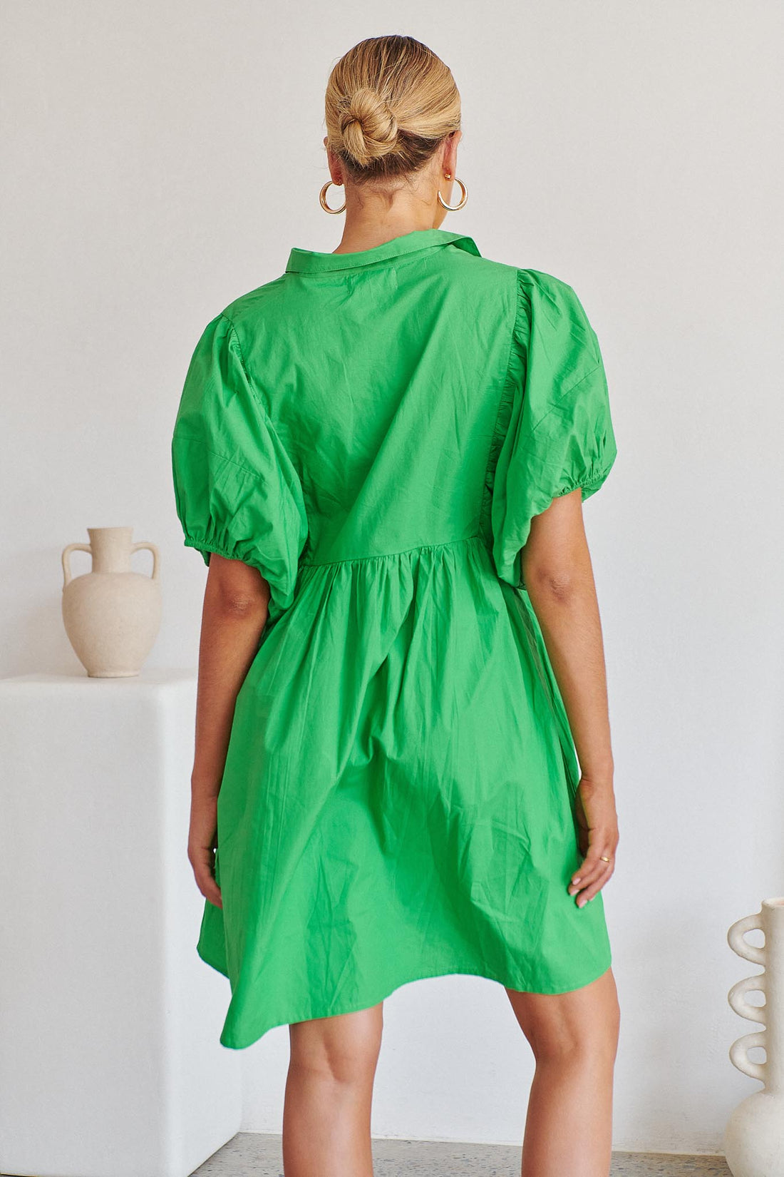 Gaia Bubble Sleeve Dress - Parrot - SALE