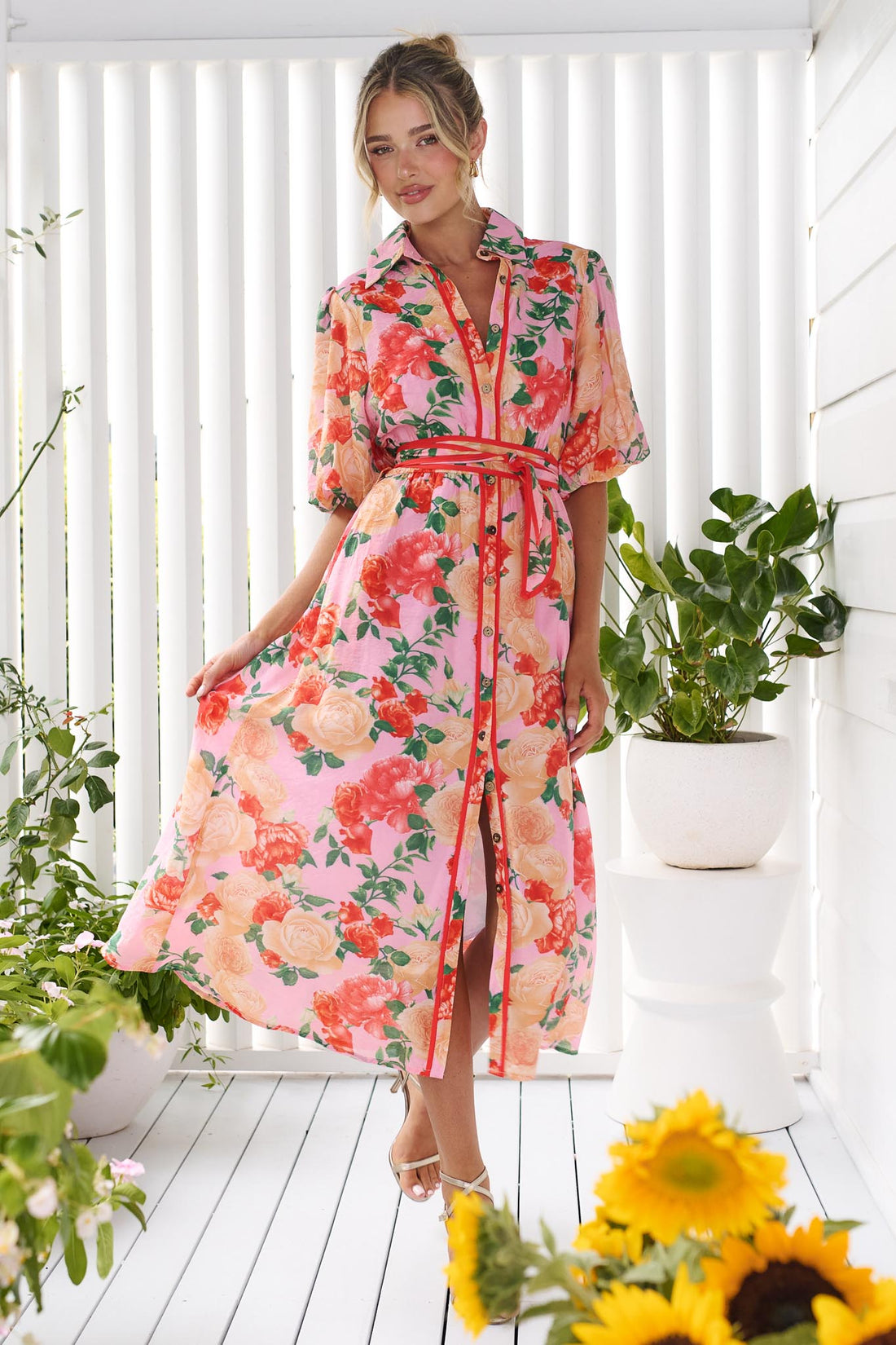 Greta Midi Dress - Pink