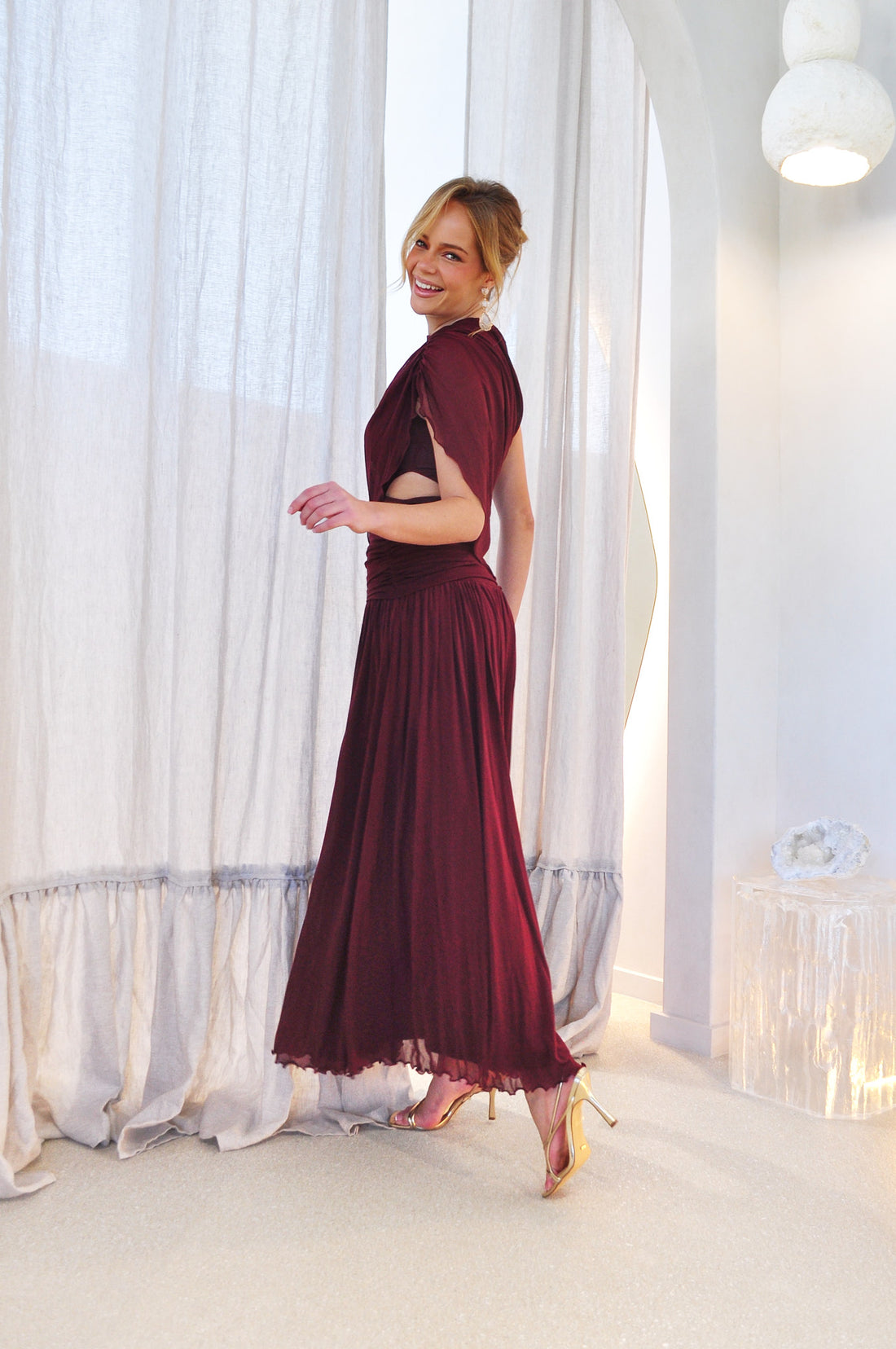 Helena Draped Maxi Dress - Merlot