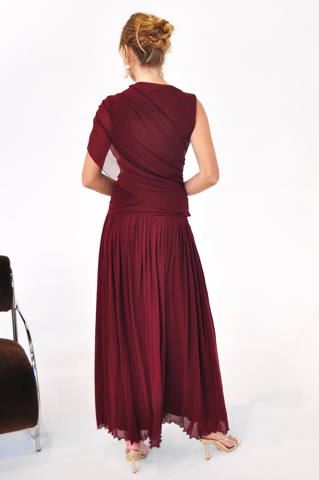 Helena Draped Maxi Dress - Merlot
