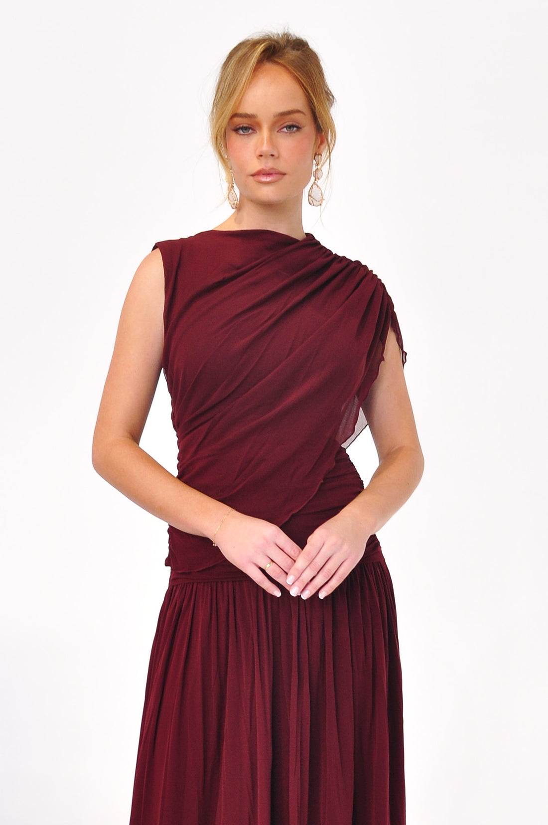 Helena Draped Maxi Dress - Merlot