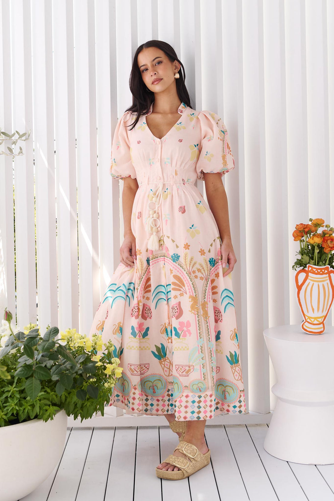 Acacia Palm Midi Dress - Mia Milani