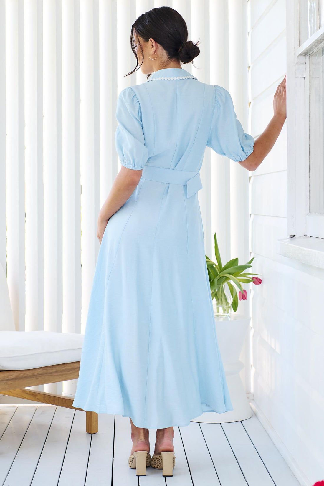Holly Lace Trim Dress - Blue