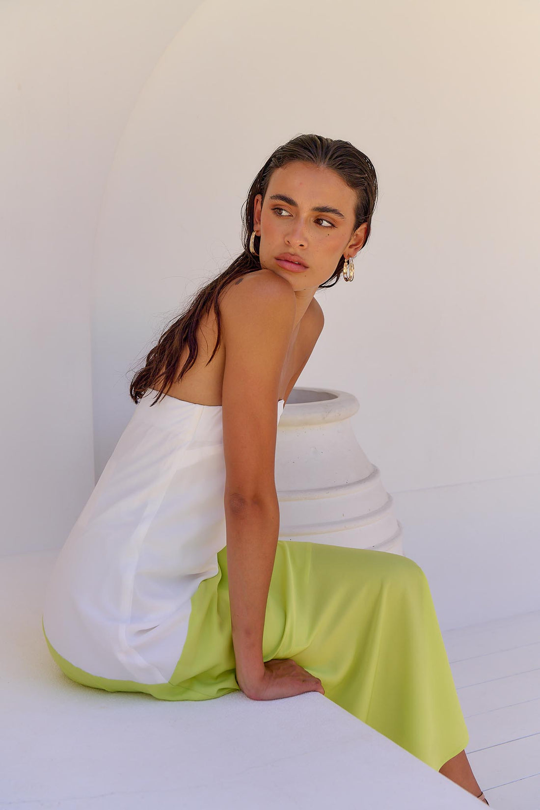 Joanna Maxi Dress - White/Green - FINAL SALE