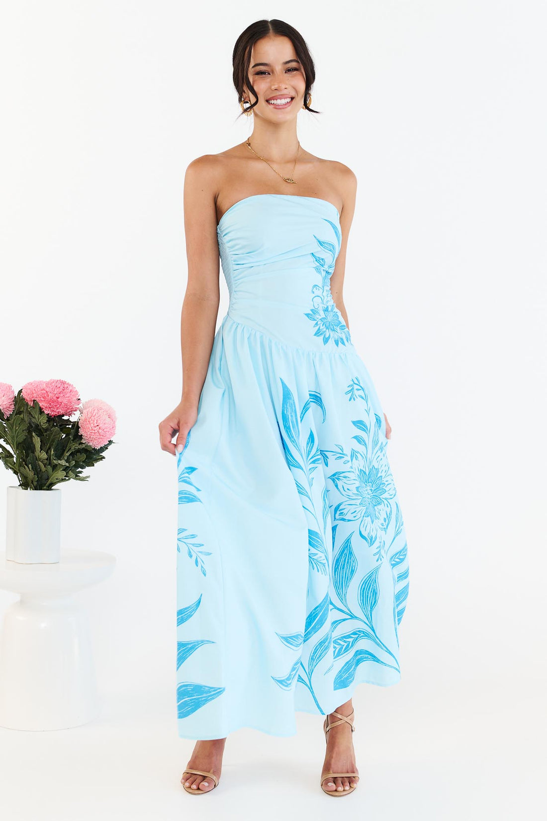 Josie Strapless Dress - Blue