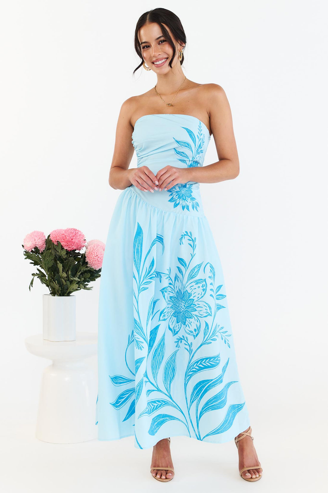 Josie Strapless Dress - Blue