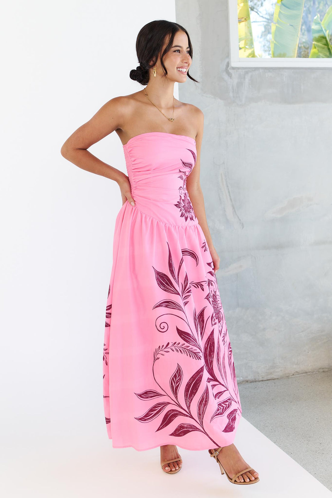 Josie Strapless Dress - Hot Pink