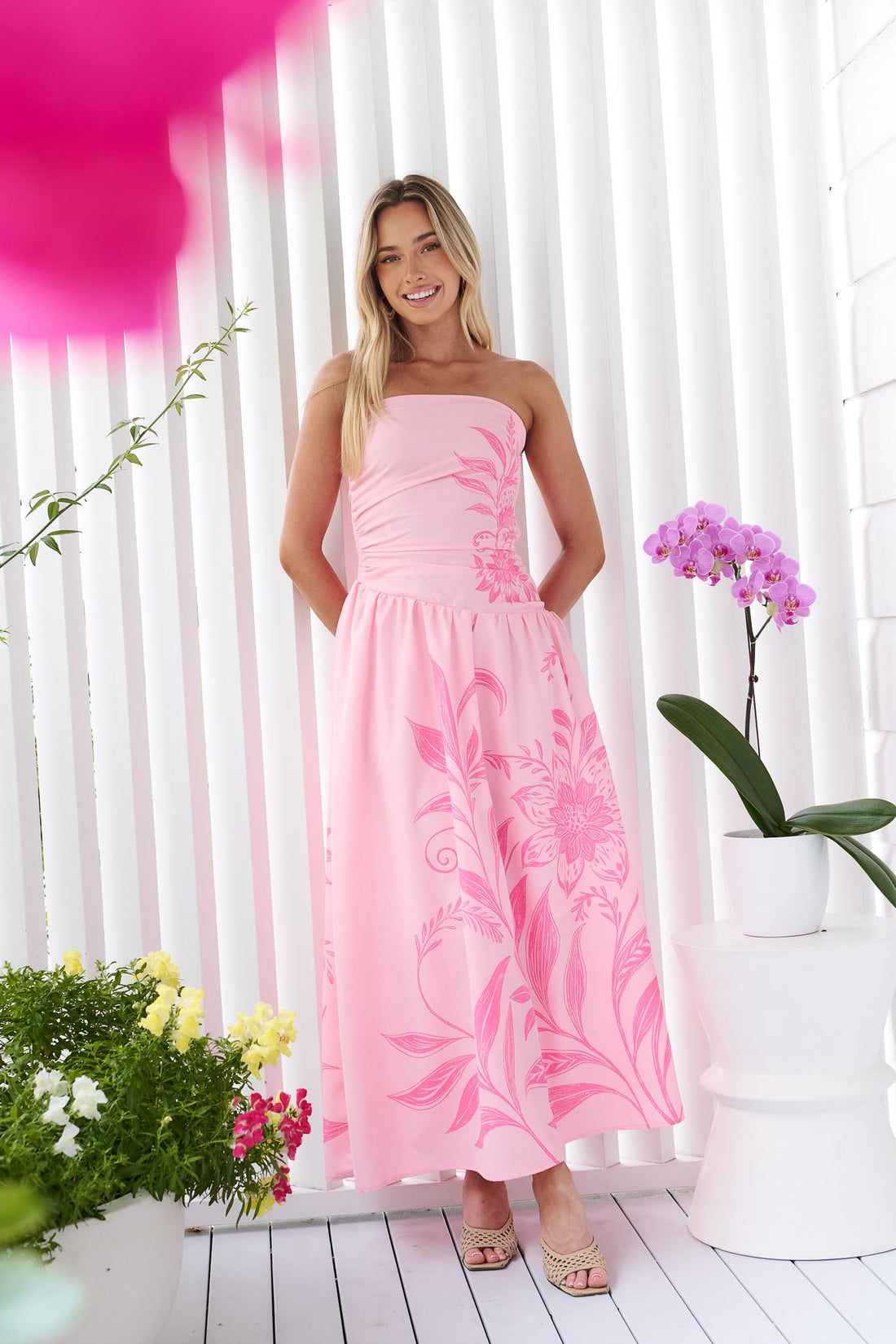 Josie Strapless Dress - Petal Pink