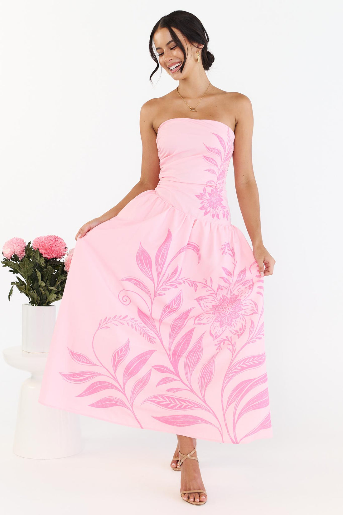 Josie Strapless Dress - Petal Pink
