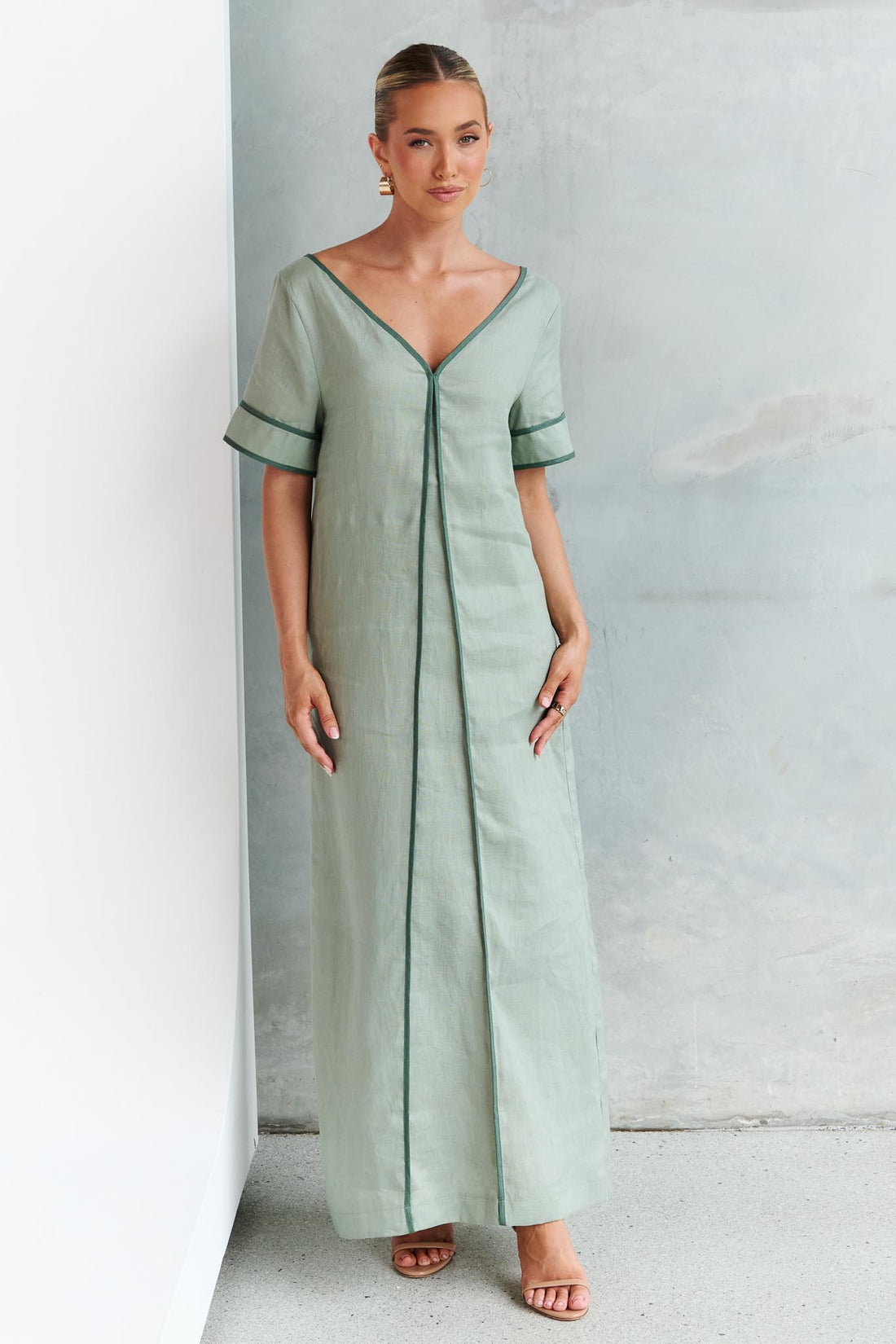 Juniper Contrast Maxi Dress - Sage