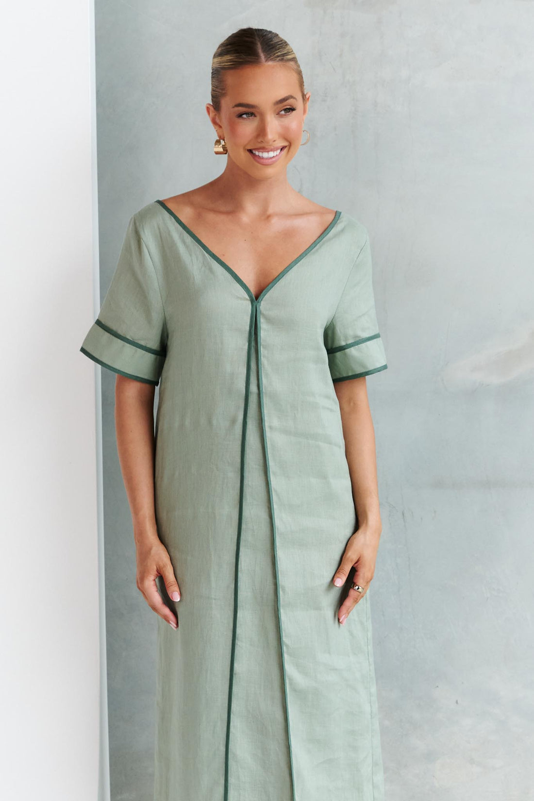 Juniper Contrast Maxi Dress - Sage