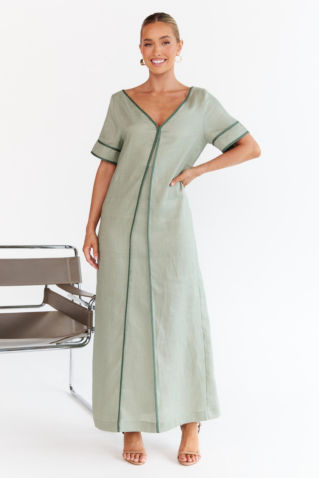 Juniper Contrast Maxi Dress - Sage