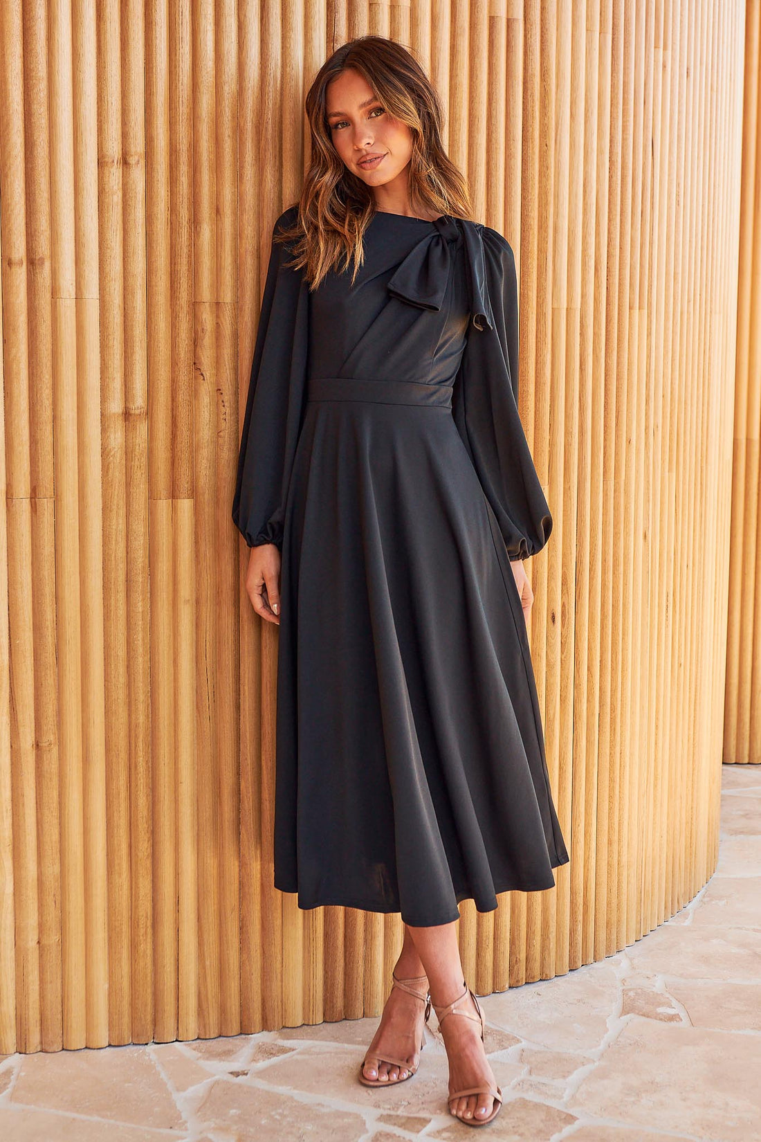 Kate Bow Shoulder Dress - Black - FINAL SALE