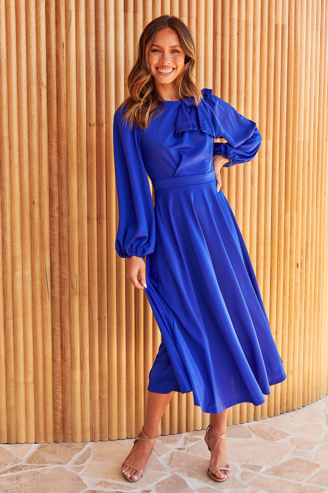 Kate Bow Shoulder Dress - Cobalt Blue - FINAL SALE