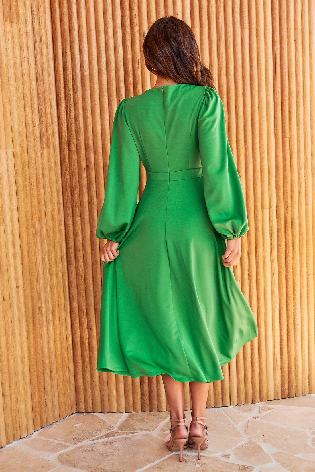 Kate Bow Shoulder Dress - Green - FINAL SALE