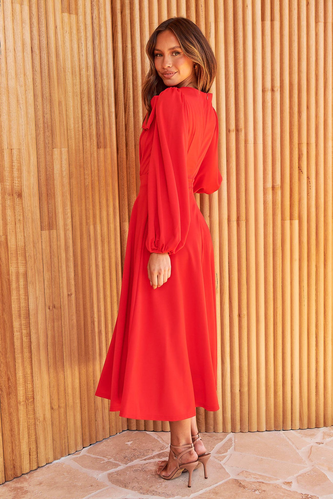 Kate Bow Shoulder Dress - Red - FINAL SALE