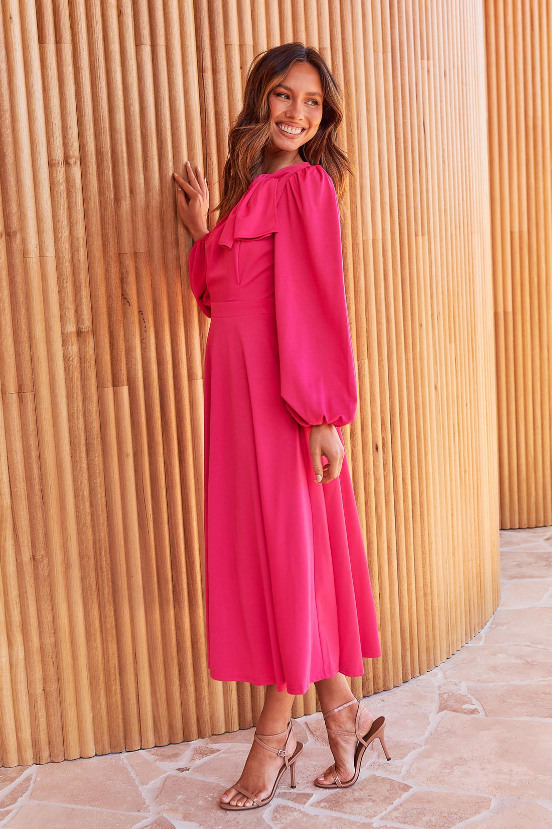 Kate Bow Shoulder Dress - Pink - FINAL SALE