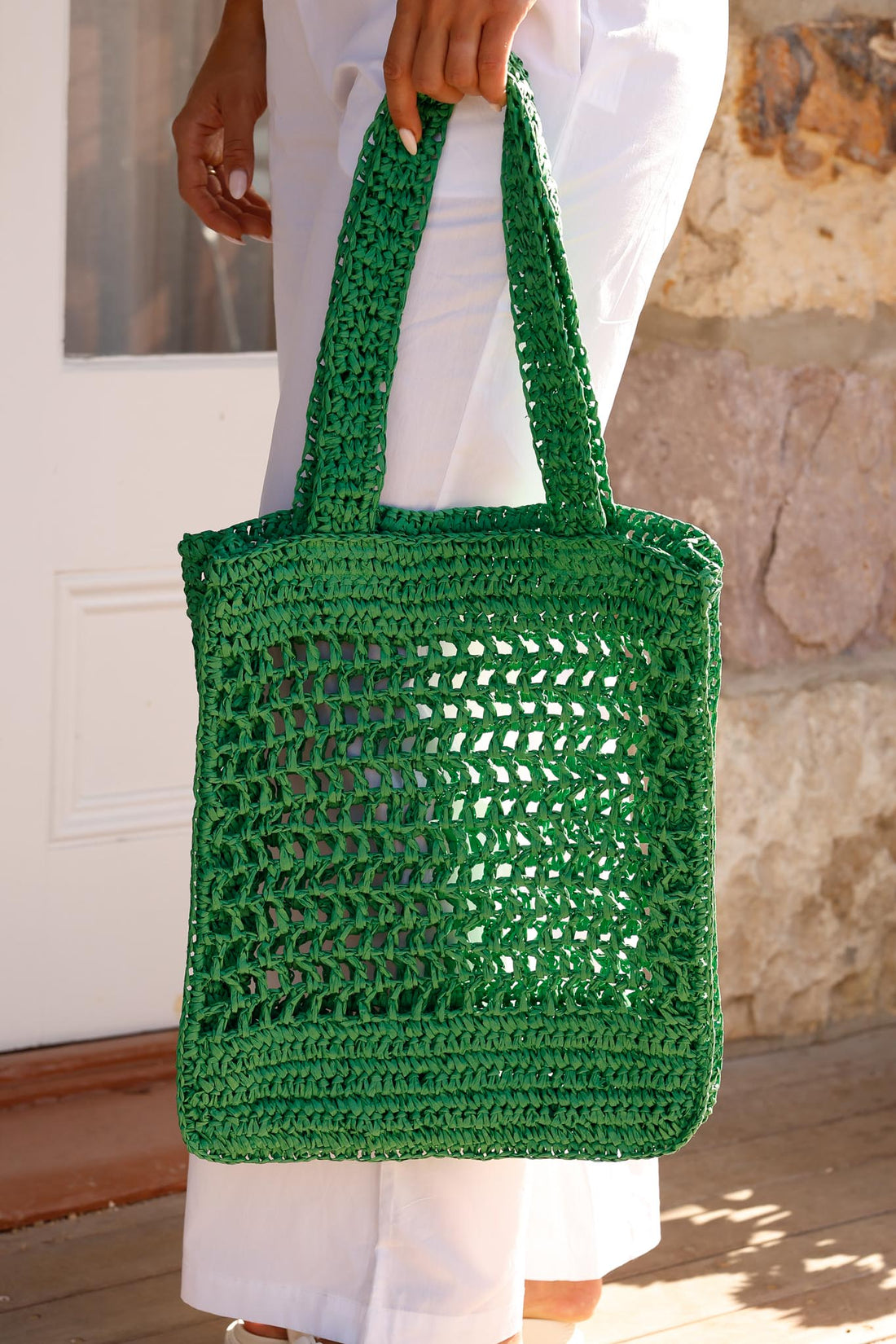 Keely Crochet Tote - Green