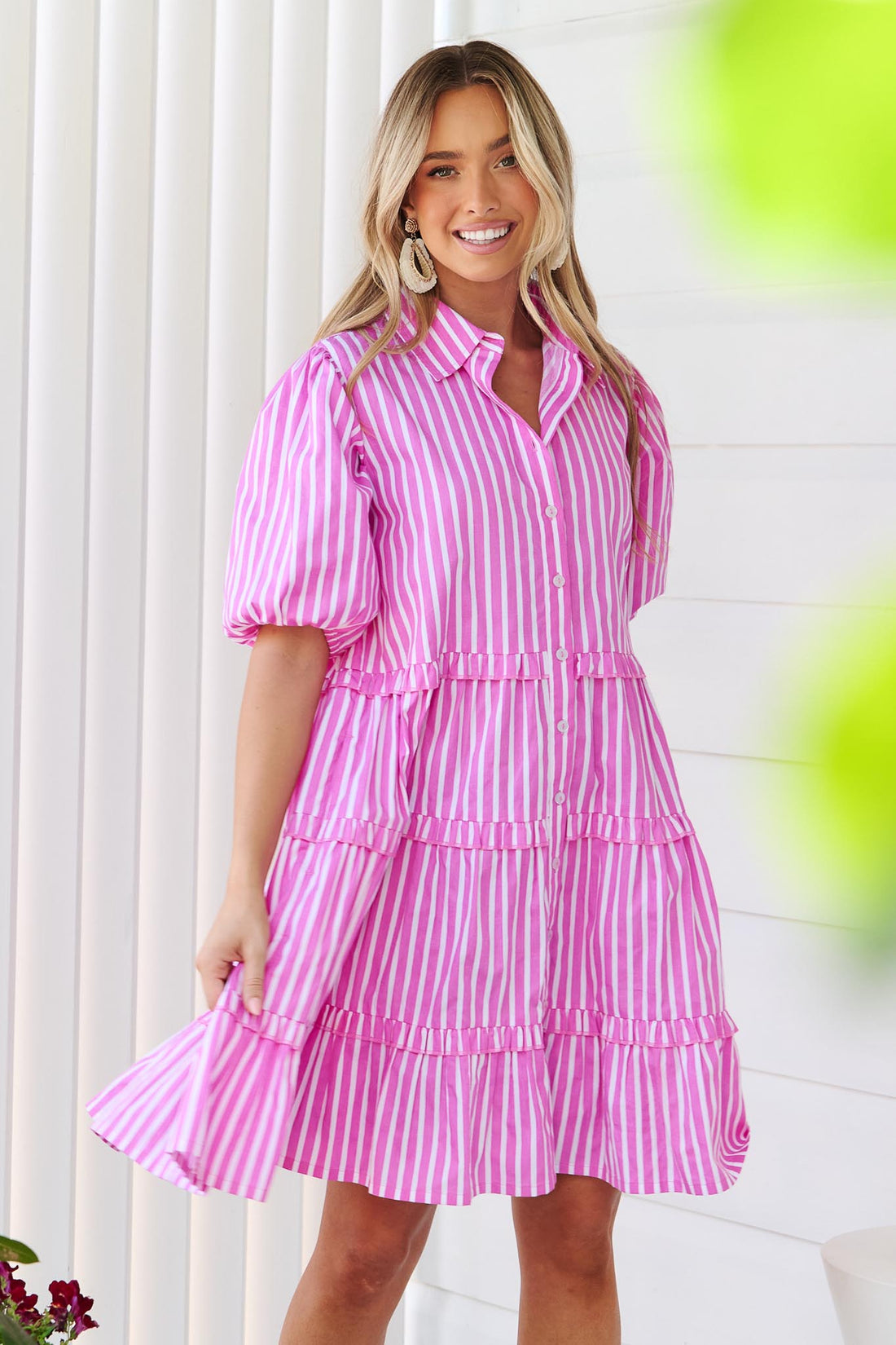 Kennedy Cotton Dress - Pink Stripe - Exclusive