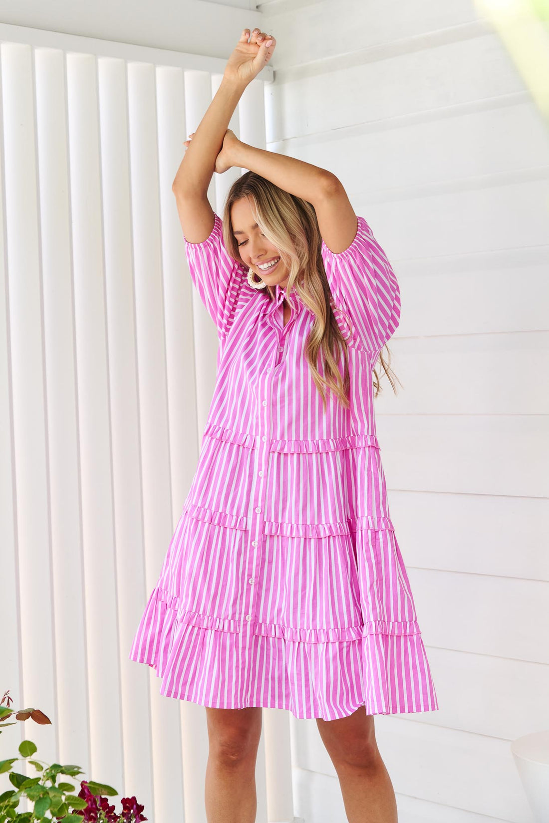 Kennedy Cotton Dress - Pink Stripe - Exclusive