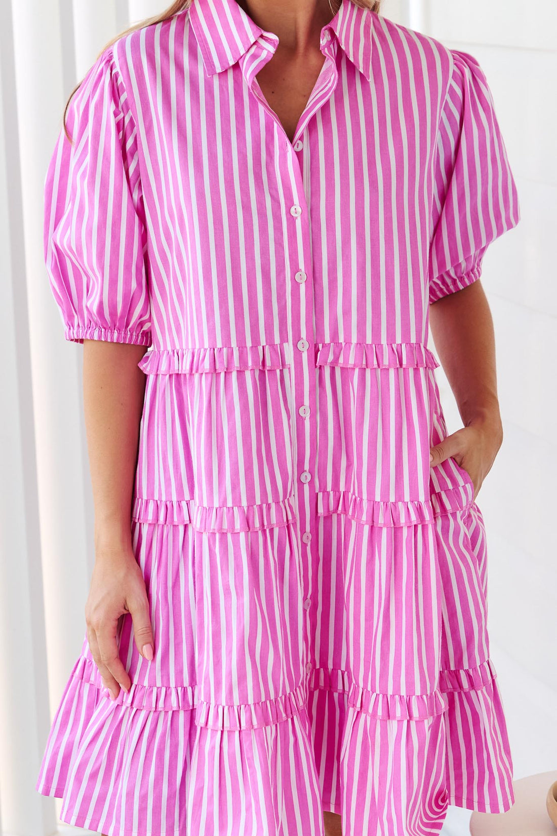 Kennedy Cotton Dress - Pink Stripe - Exclusive