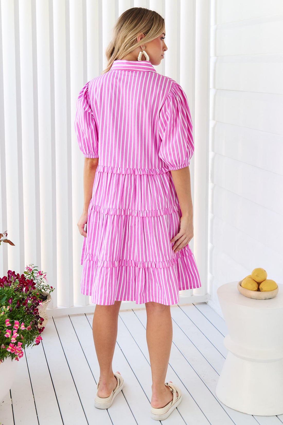 Kennedy Cotton Dress - Pink Stripe - Exclusive