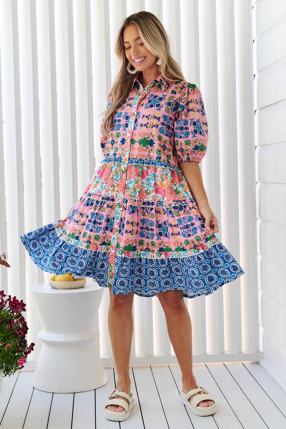 Kennedy Cotton Dress - Blue Floral