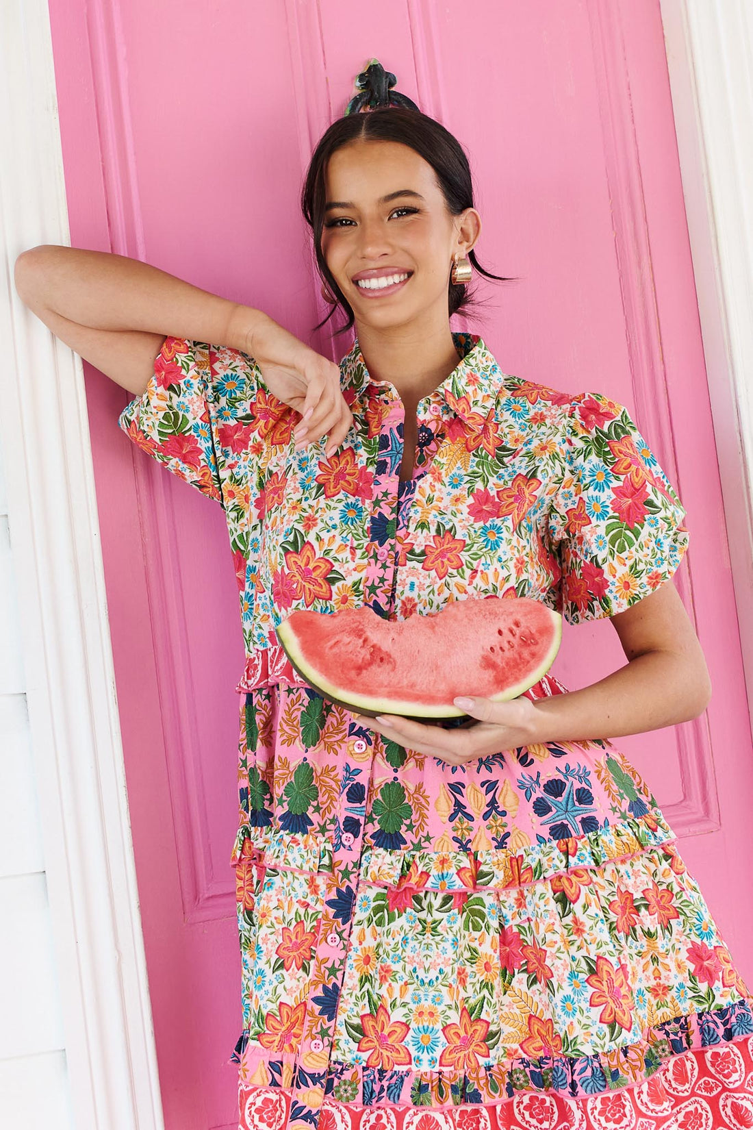 Kennedy Cotton Dress - Pink Floral