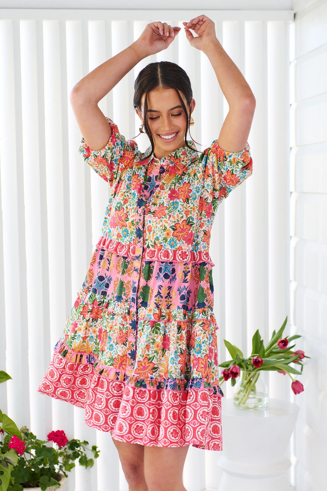 Kennedy Cotton Dress - Pink Floral