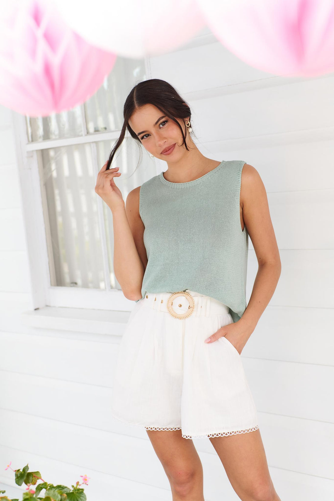 Villa Knit Tank - Sage