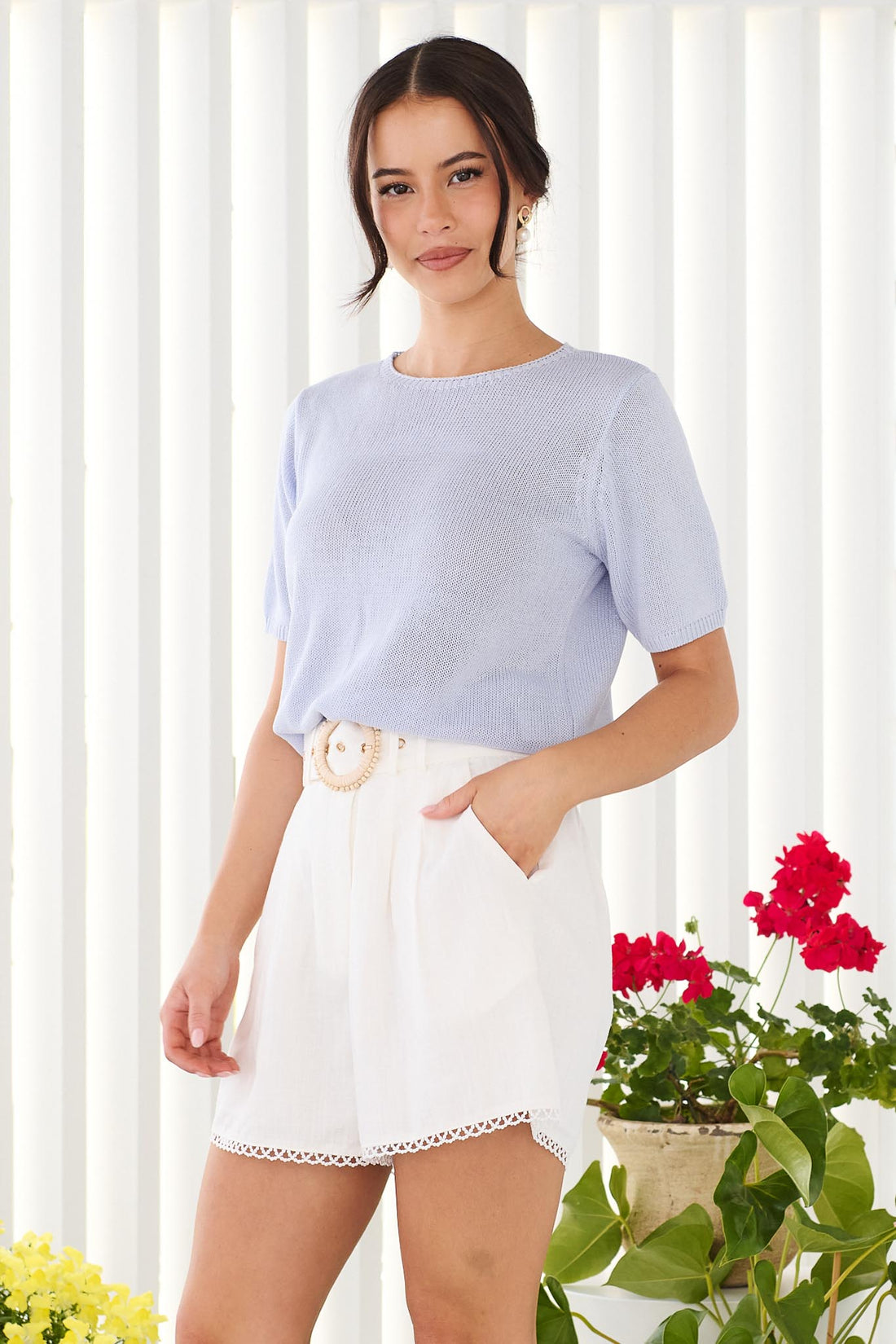 Summer Knit Top - Cornflower
