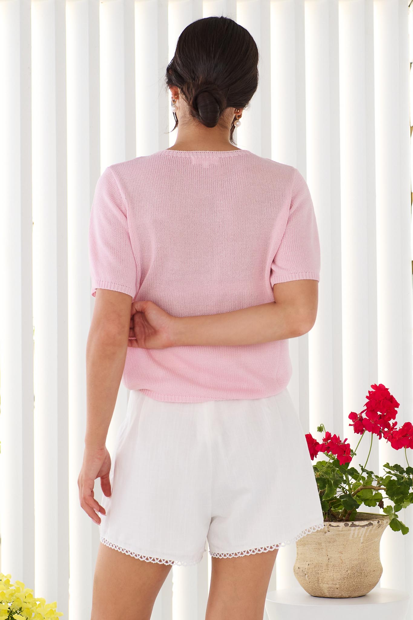 トップス epine summer knit pink maglia_cropped_a_trecce_con_lo