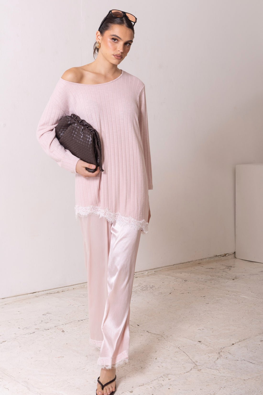 Alina Lace Trim Top - Petal Pink