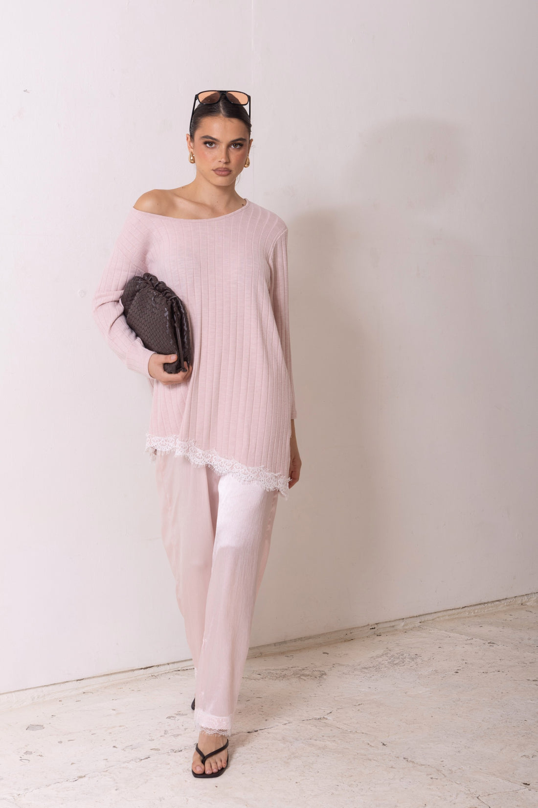 Alina Lace Trim Top - Petal Pink