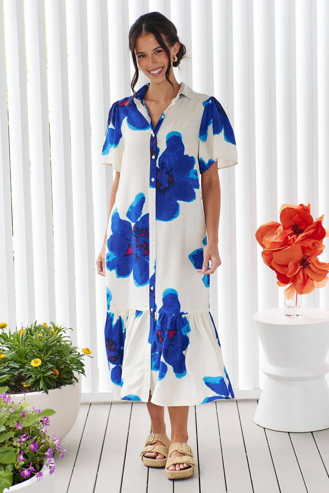 Lainey Midi Dress - Blue