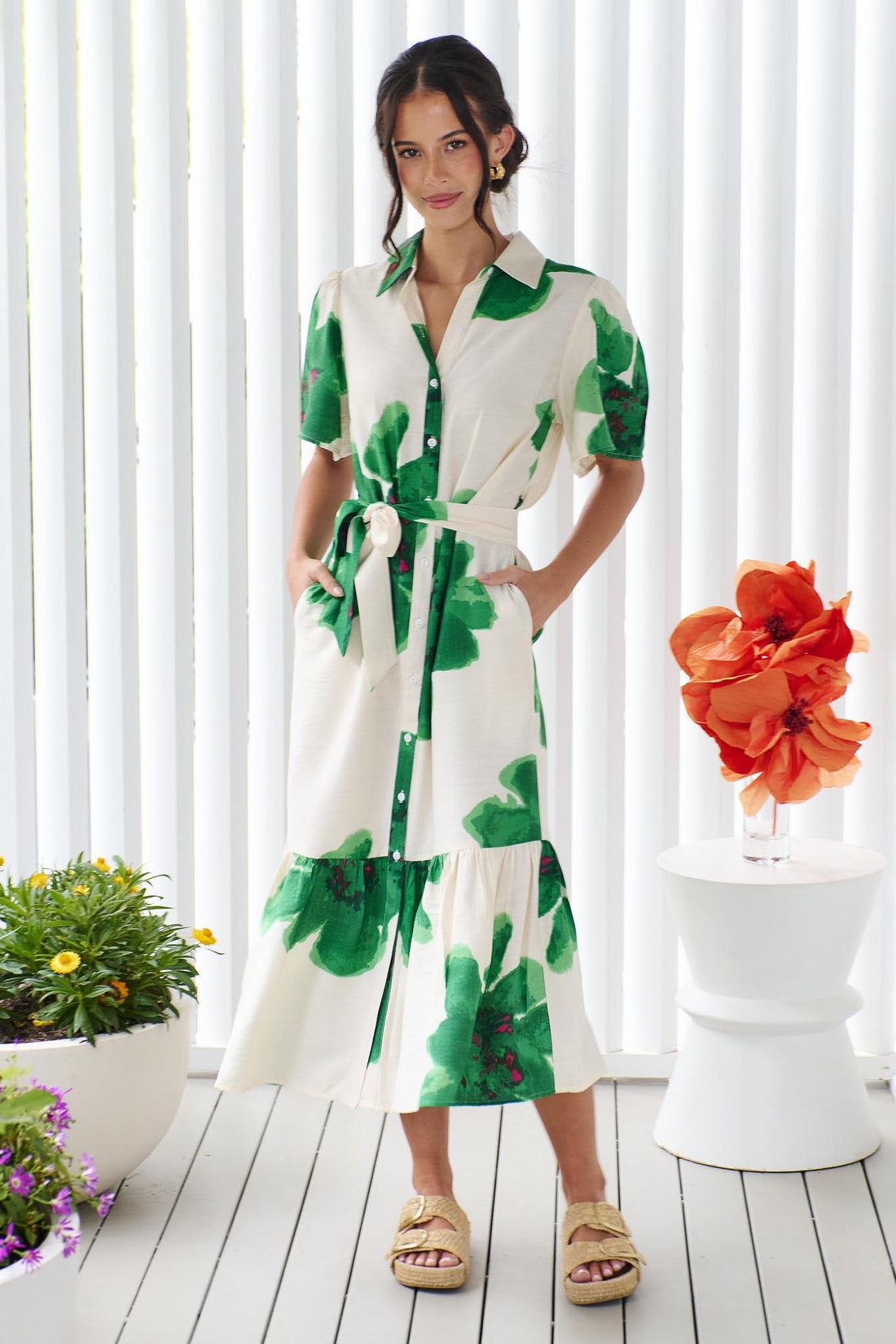 Lainey Midi Dress - Green