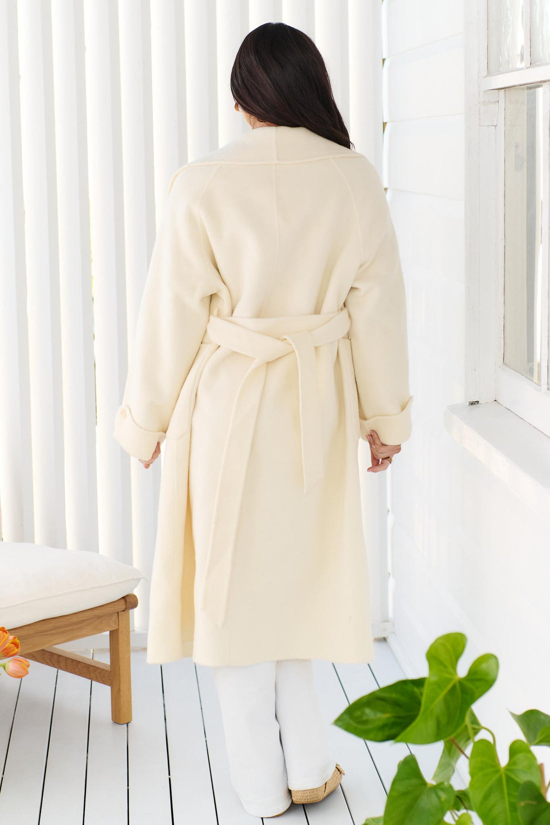 LAUREN WOOL LONG COAT - CREAM