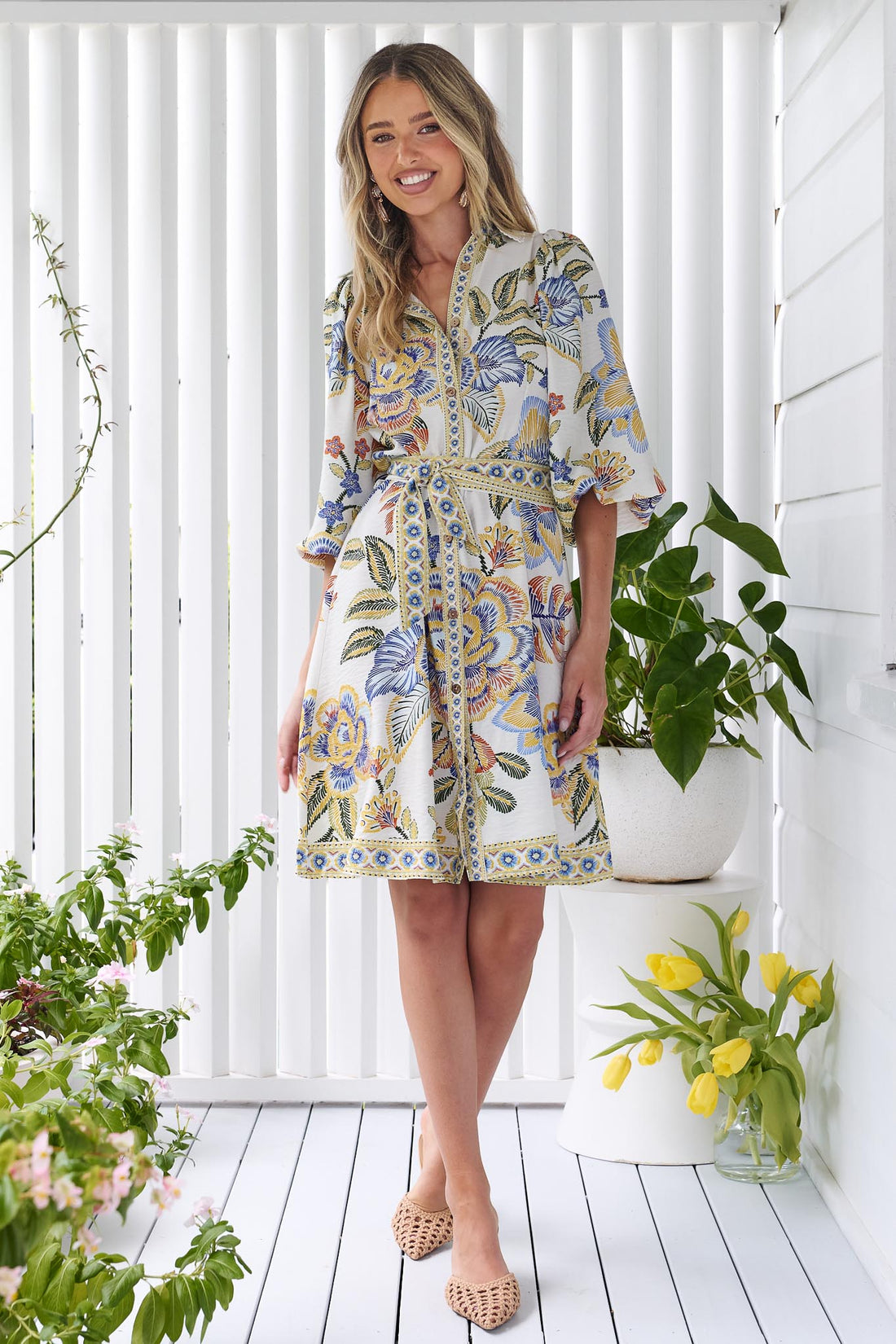 Lea Dress - White Floral