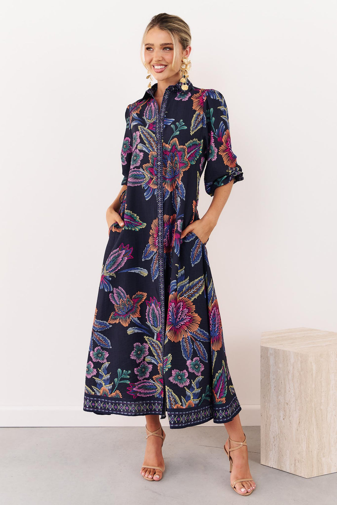 Lea Maxi Dress - Navy Floral