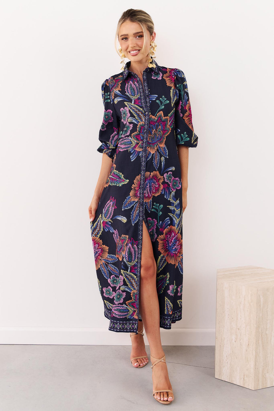 Lea Maxi Dress - Navy Floral